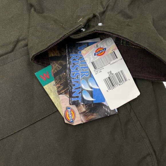 Dickies Green Waxed Cotton Flannel Lined Winter Waterproof Jacket Men's 3XL NEW - Picture 4 of 11